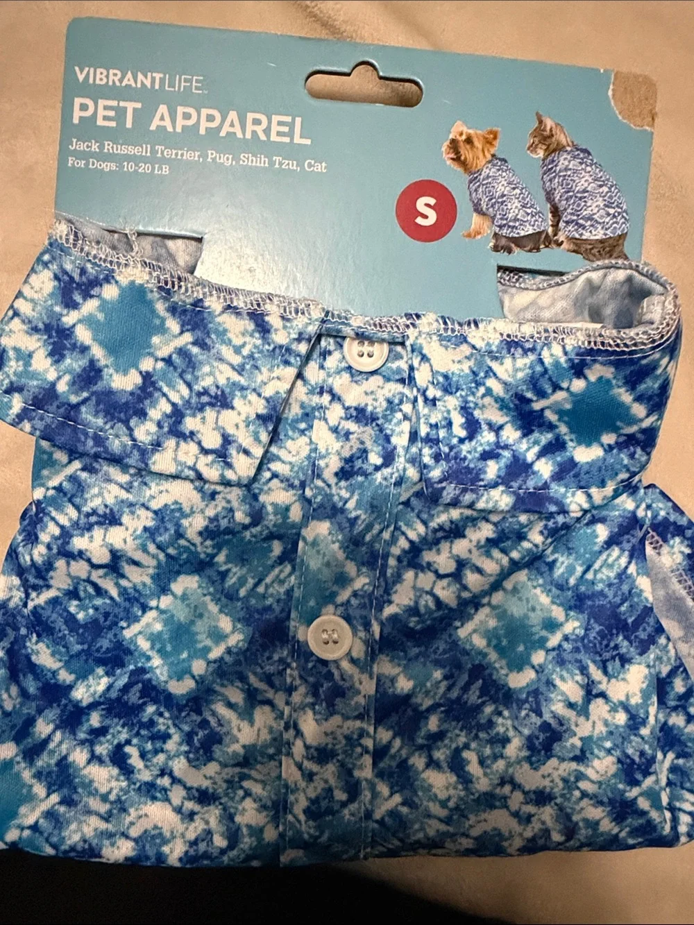 Vibrant Blue Tie-Dye collared Pet Shirt - Small